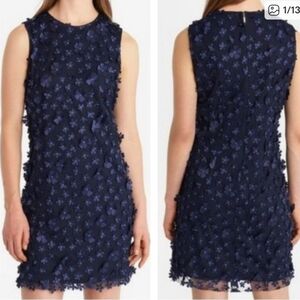 Karl Lagerfeld Navy Blue Textured Mini Dress